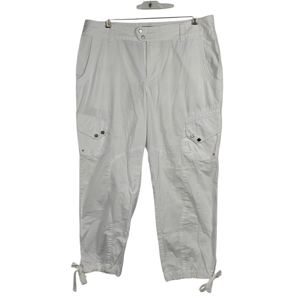 Lauren Active Ralph Lauren White Cotton Cargo Capri Pants Womens 12 Tie Hem
